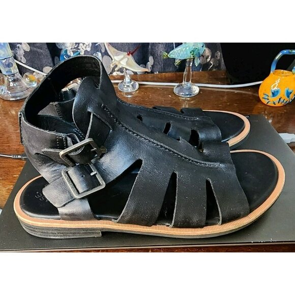 Kork-Ease Baltea Black Leather Sandals Sz 10M Comfortable Gladiator - Picture 3 of 8